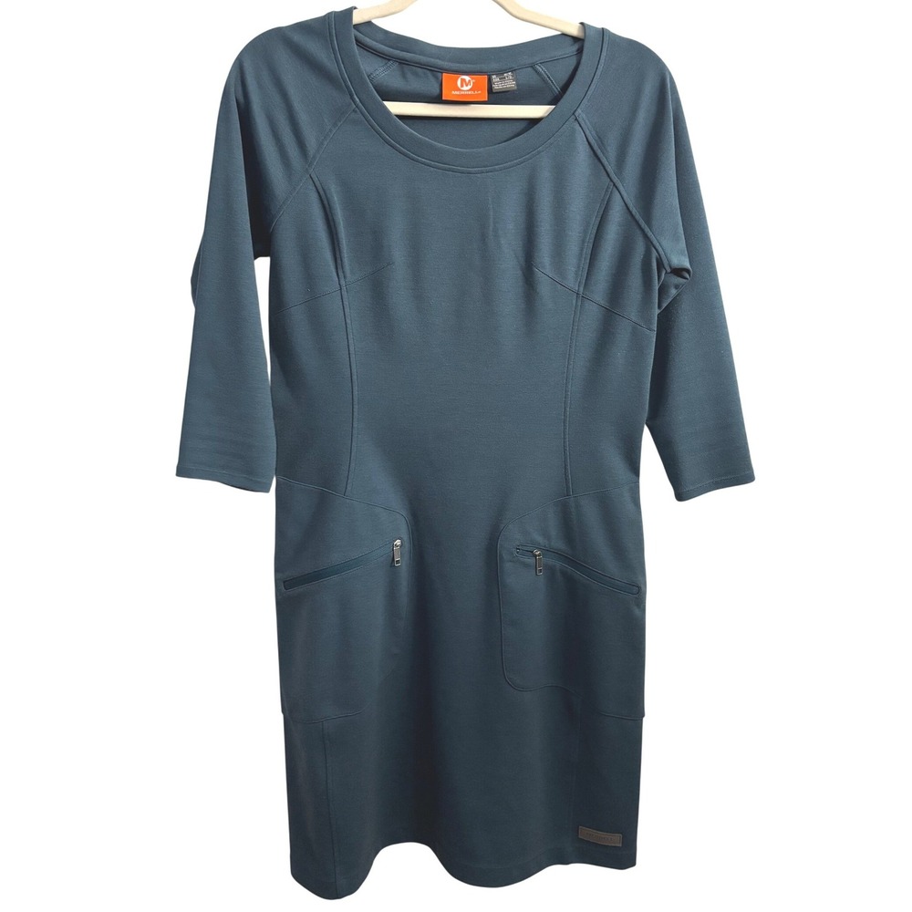 Merrell Womens Blue Athleisure Outdoor Zip Pocket Gorpcore Hiking Travel Dress M
